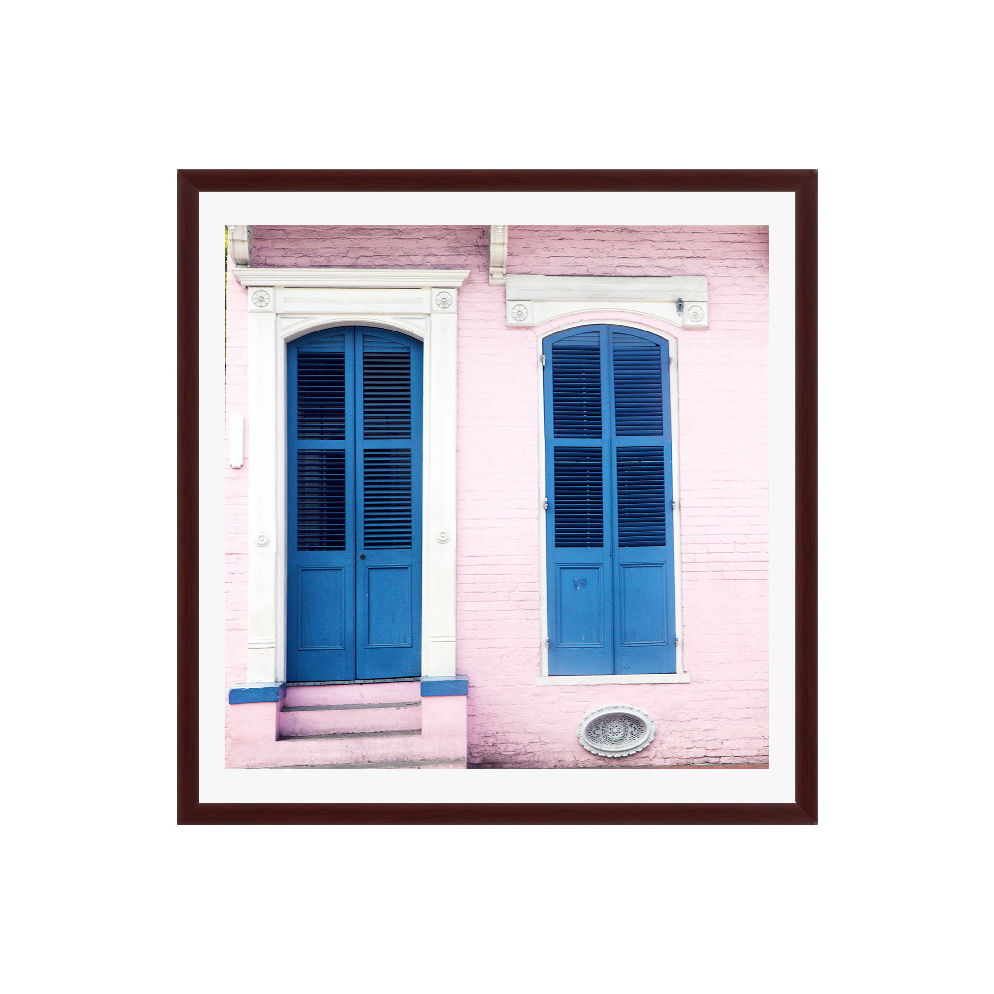 New Orleans Color II by Catherine McDonald, Mahogany Floater Framed, 12" H x 12" W x 0.75" D, No
