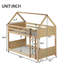 Lit superposé simple au-dessus d'une chambre simple avec tête de lit, pied de lit et garde-corps, échelle, lit superposé en bois d'hévéa avec garde-corps de sécurité