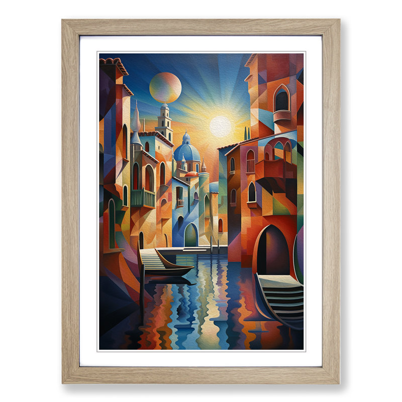 Venice Futurism Art - Framed Print, Oak Framed, 34cm H x 25cm W
