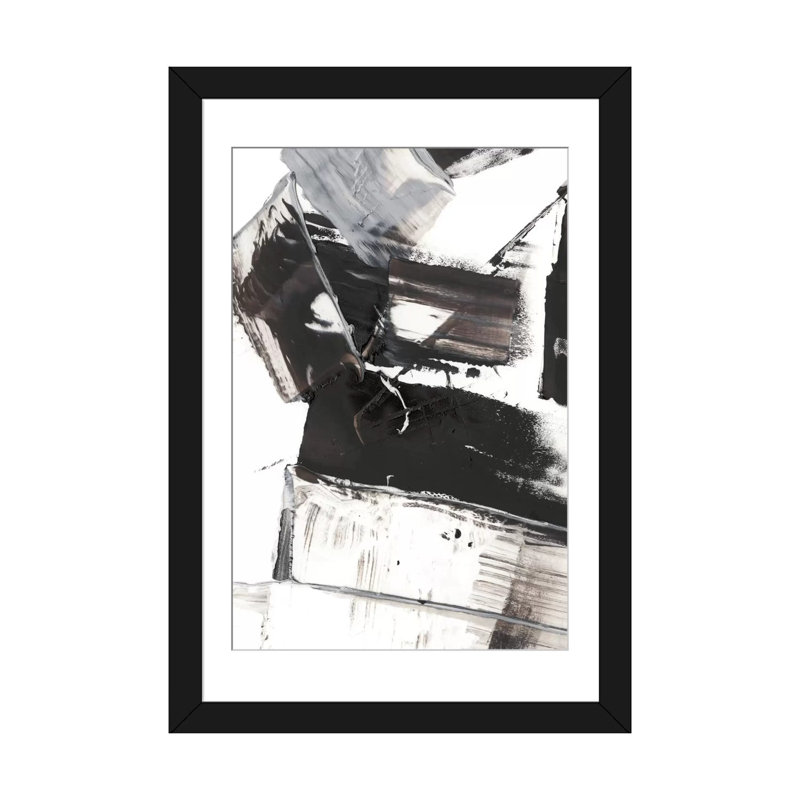« basculer ii », reproduction sur toile tendue, H 24 po x l 16 po x P 1 po, Papier d'art encadré noir, Blanc