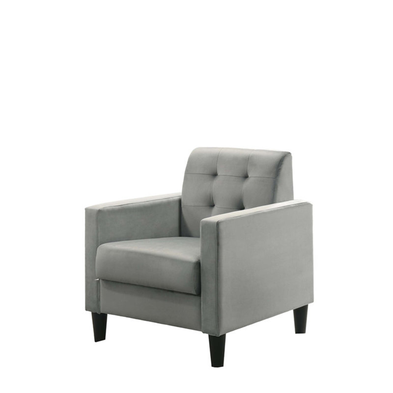Hale 27.5 Inch Velvet Accent Armchair With Tufting For Adding Elegance And Comfort To Any Living Space., Light Gray