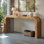 71" Solid Wood Curved Console Table for Entryway or Behind Sofa