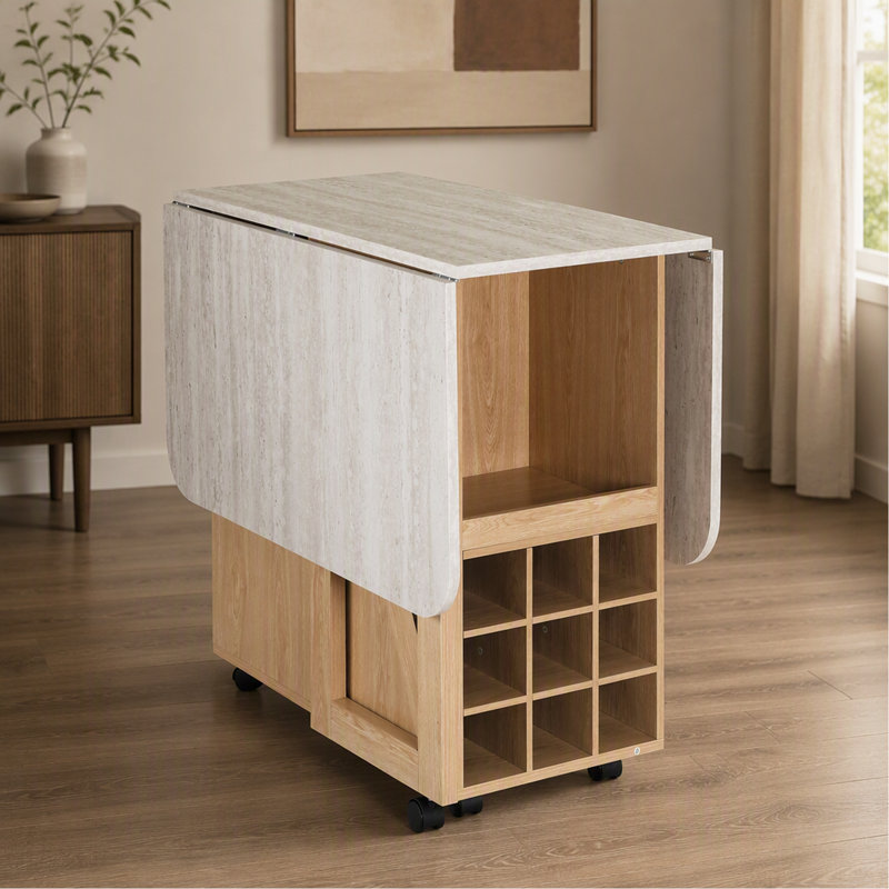 Table de salle à manger pliante avec garde-robe et étagères de rangement, table de cuisine mobile et peu encombrante pour petits espaces
