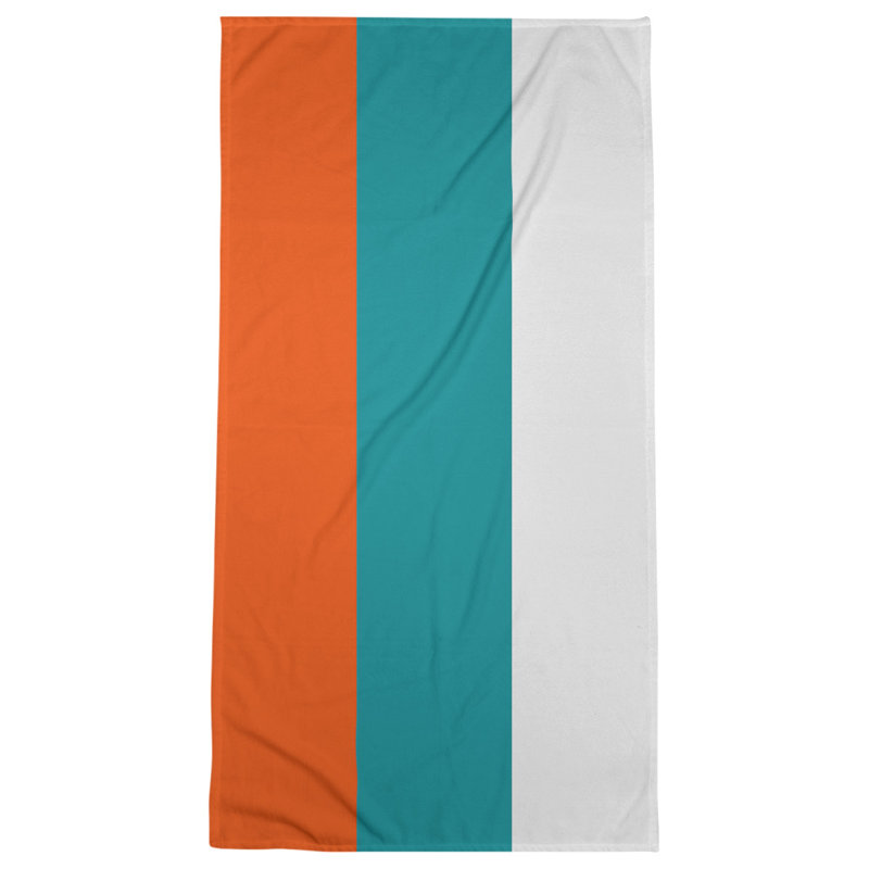 Beach Towel, Aqua/Orange/Off White