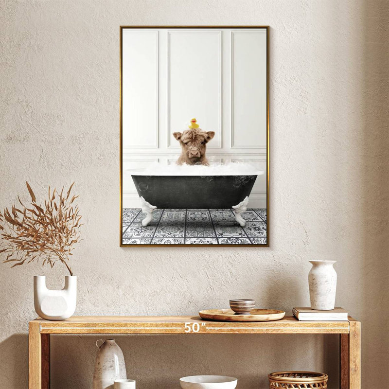 Bain à bulles Highland, Cadre flottant doré, 25" x 37"