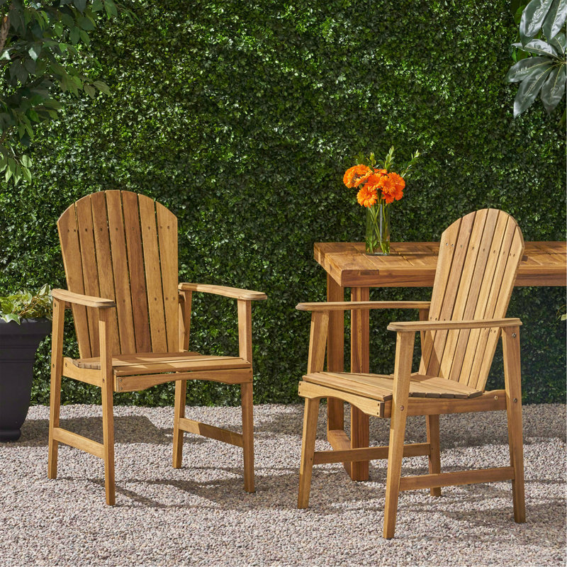 Outdoor Weather Resistant Acacia Wood Adirondack Dining Chairs (Set Of 2), Natural