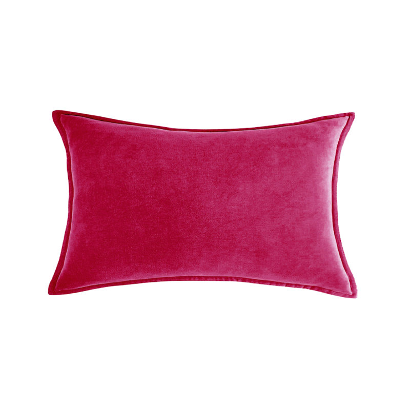 (Housses avec inserts) Ensemble de 2 coussins décoratifs rectangulaires de couleur unie avec doublure, Fuchsia