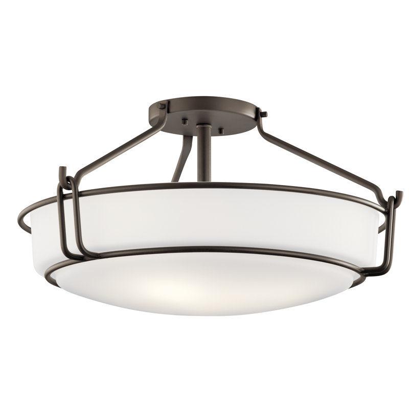 Horan Glass Flush Mount, Olde Bronze