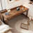 Walnut Rectangular Solid Wood Writing desk with drawers desk-2003722254