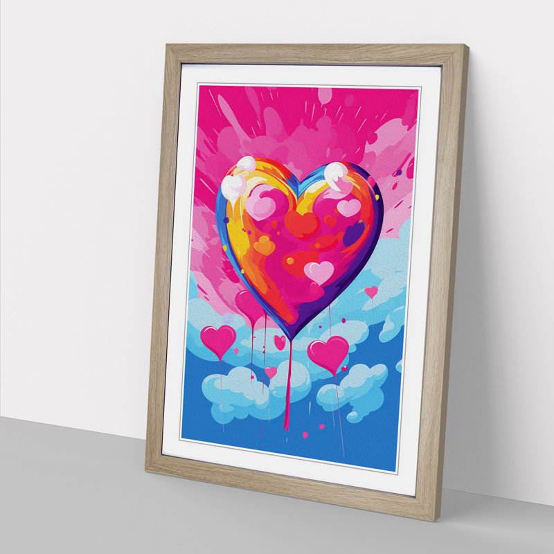 XYZ-FRM-V1223-4366 Love HePop - Single Picture Frame Print on Wood, 34cm H x 25cm W x 2cm D, Oak