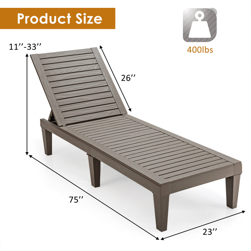 Chaise longue inclinable 75 po Brooksley, Brun
