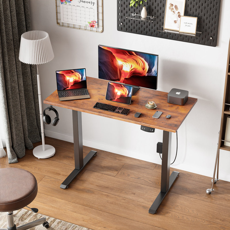 Standing & Height-Adjustable Desks, 47.2" H x 39.4" W x 18.9" D, Brown/Black