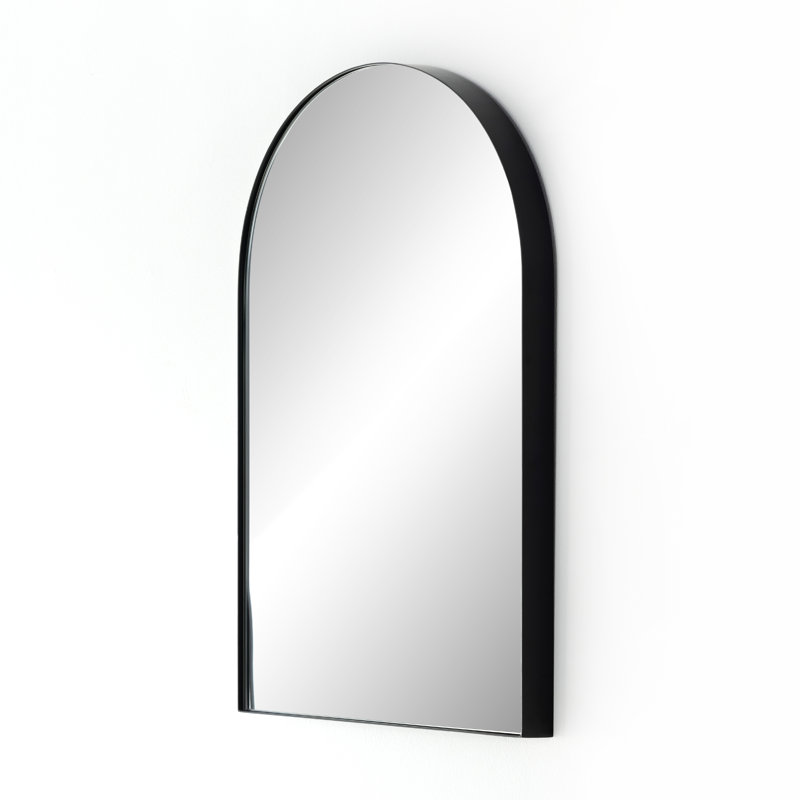 Georgina Flat Metal Wall Mirror, 32" x 21", Matte Black