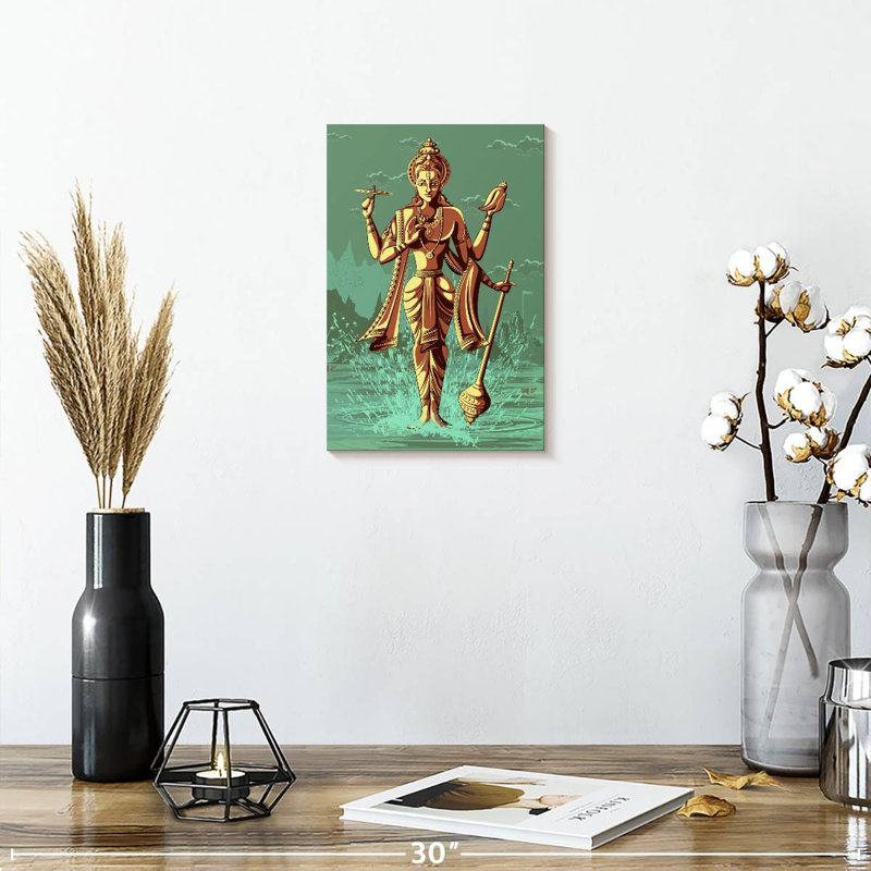 Adella, dieu indou Vishnu, H 12 po x l 8 po
