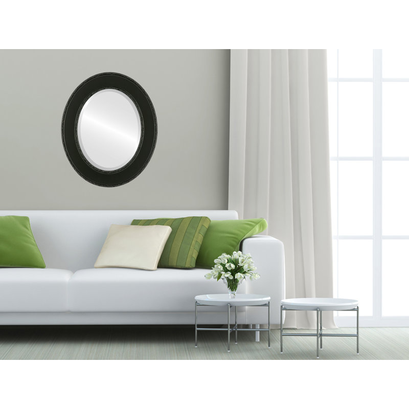Richas Oval Mirror, 35" H x 29" W, Matte Black