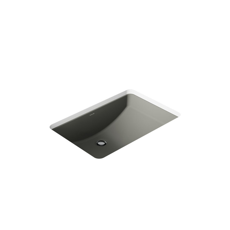 Ladena® Vitreous China Rectangular Undermount Bathroom Sink with Overflow, Thunder Gray