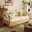 62.5” Sofa Bed With Storage Space Convertible Design Solid Wood Sponge Fabric--Arrtle Furniture