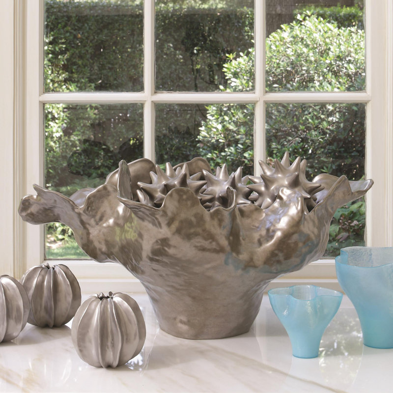 Meteor Decorative Bowl, Large (14.5"H x 29" W x 20" D), Silver Haze