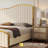 Callisburg Upholstered Queen Bed Frame with Harp Headboard & Footboard, Cream-763182686-763182682