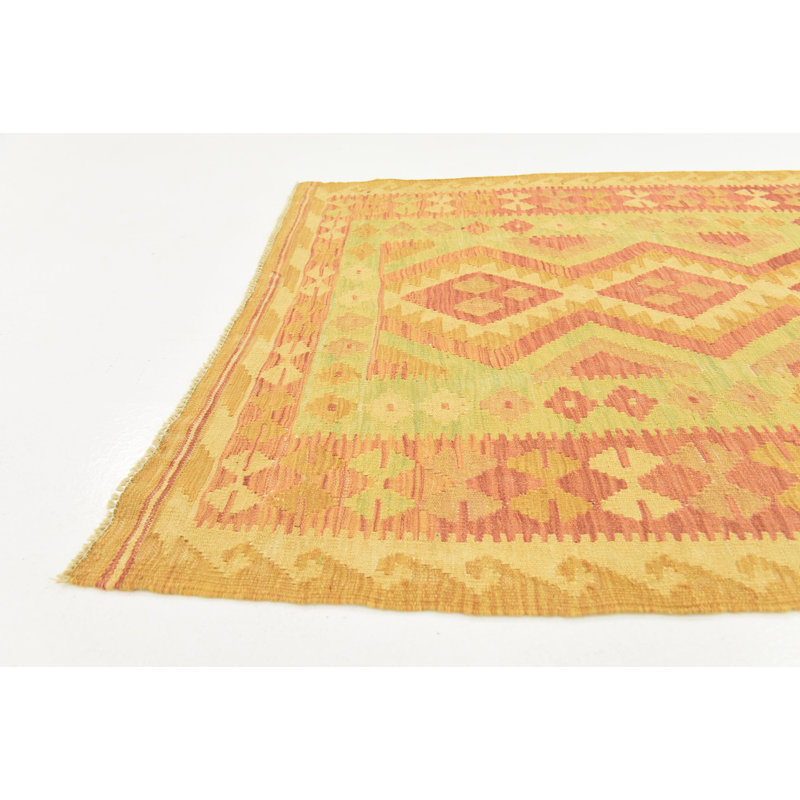 Tapis en laine rouge 3 pi 3 po x 5 pi en laine one-of-kind main-noué la new age Elland