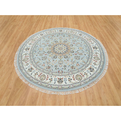 7'10" x 7'10" New Hand Knotted Blue Wool Rectangle Oriental Rug 