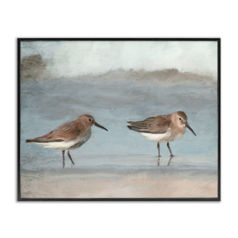 «Little Two Sandpiper pair», estampe numérique, conception de Kim Allen, H 24 po x l 30 po, Giclée encadrée noir minuit