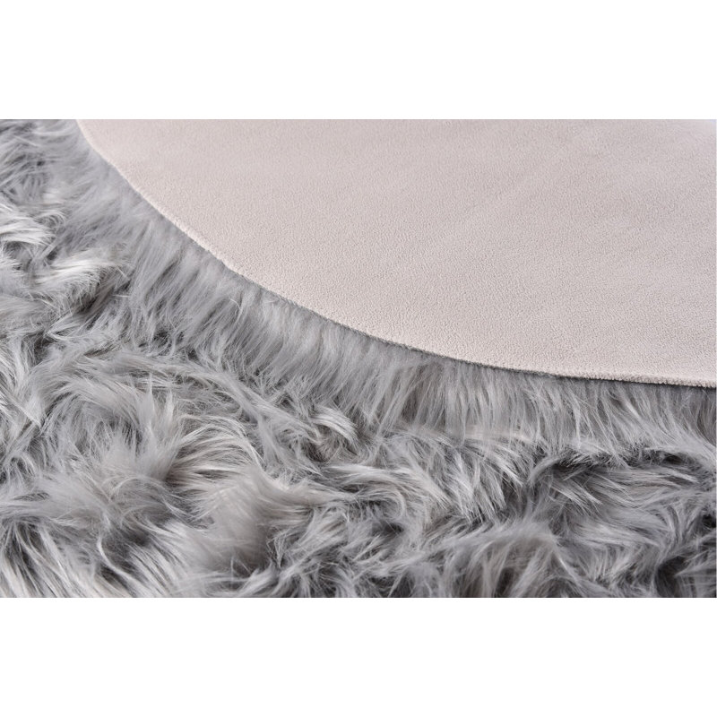 Heustis Faux Sheepskin Indoor Rug, Round 4'