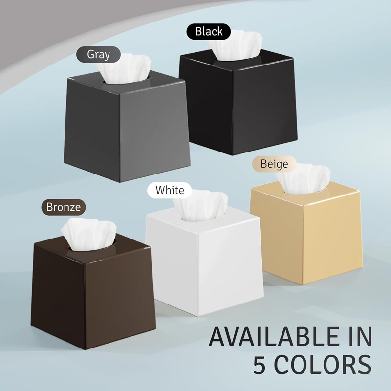 Dwellza Home Square Plastic Tissue Box Cover 2 Pack, Gray