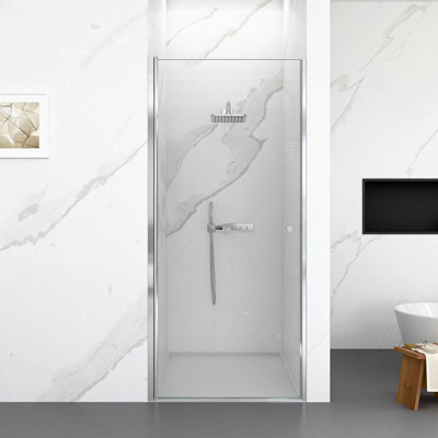 24" W X 72" H Semi-Frameless Circular Pivot Shower Door In With 1/4" (6Mm) Thick SGCC Tempered Glass