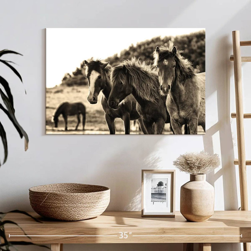Horses Three Sepia, 16" H x 24" W