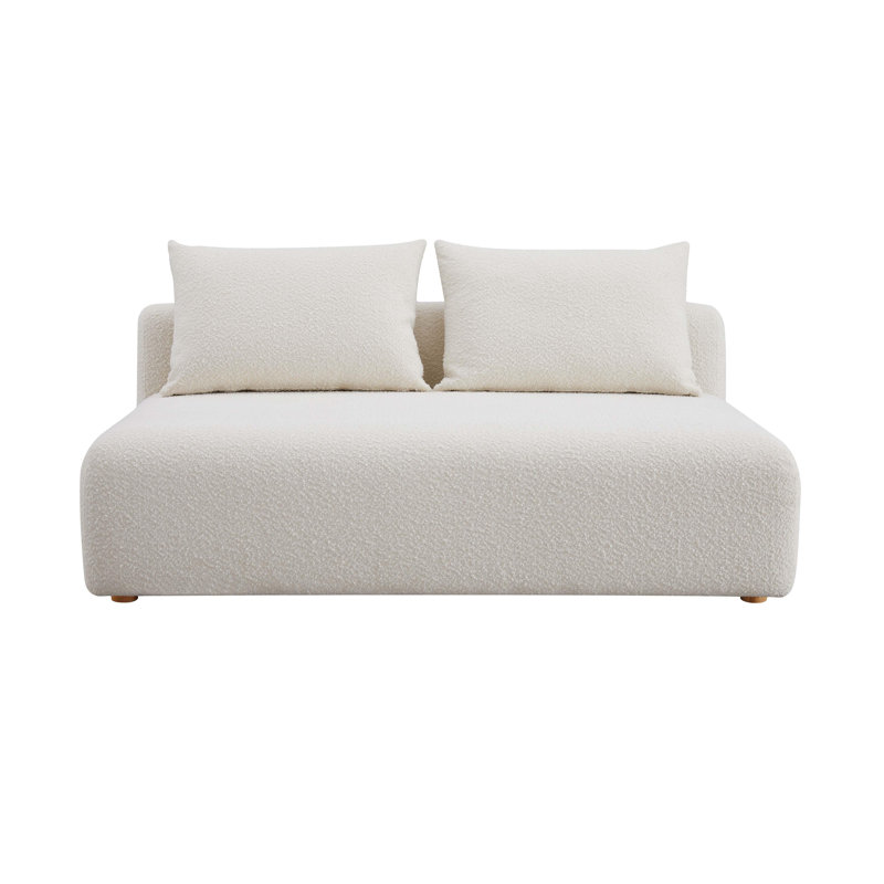 Chiemi Cheryll Textured Fabric Modular Loveseat, Crème, crème