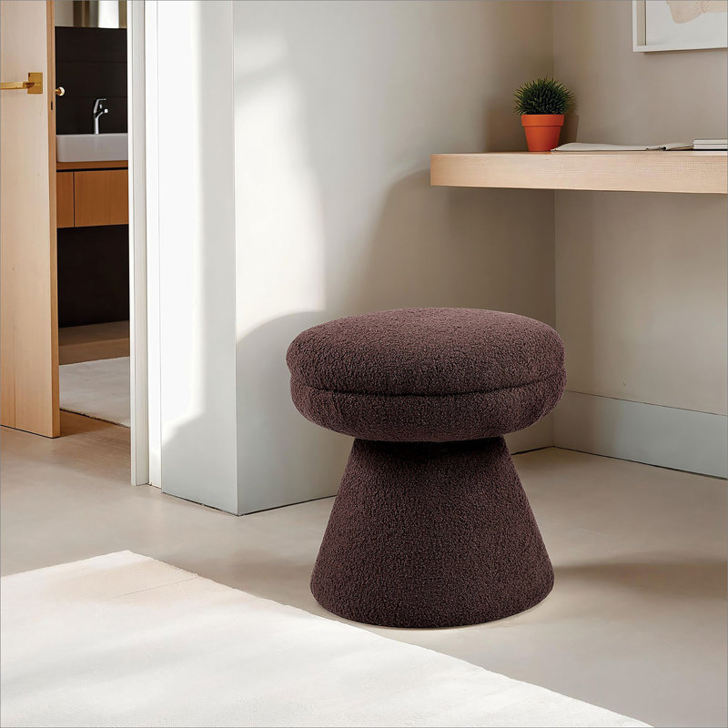 Finition brune 1Pc Tabouret d'appoint rond Teddy