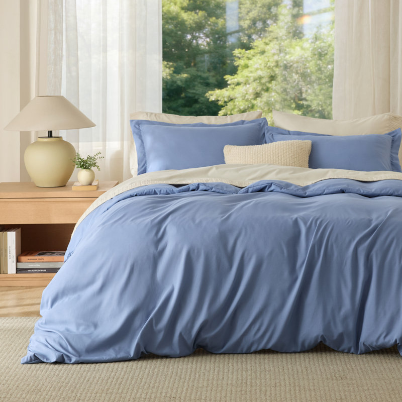 Bedsure Slate Blue Duvet Cover Queen Size - Soft Double Brushed Bedding Set for Kids & Adults（Set of 3）, Slate Blue