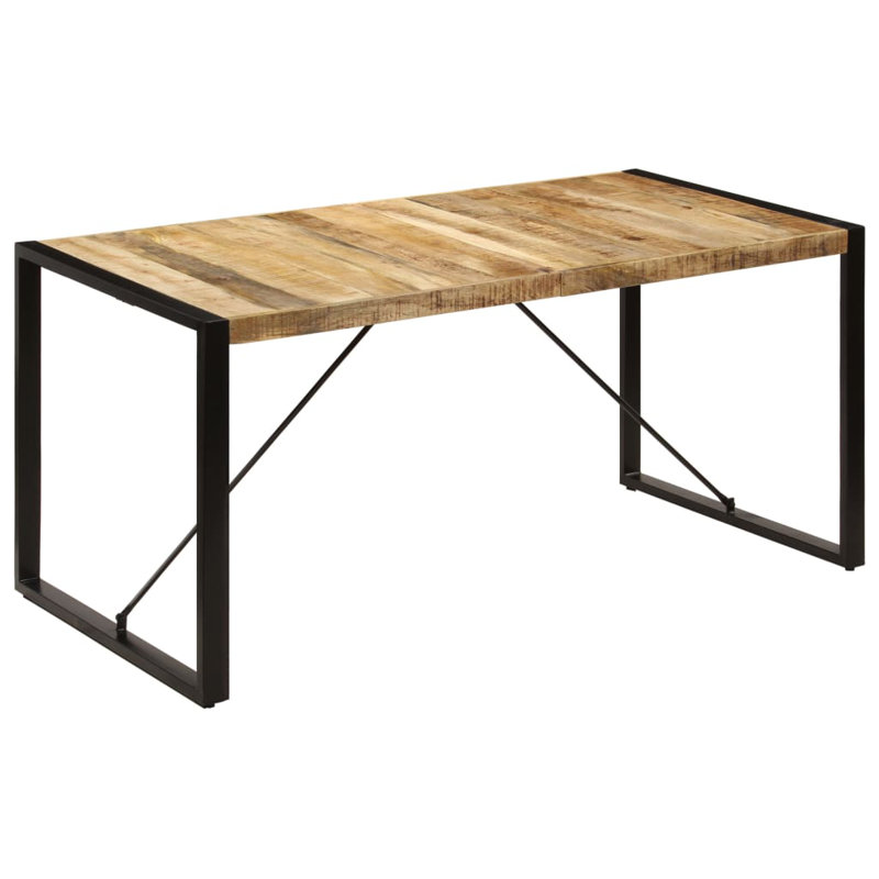 Dining Table Solid Mango Wood, 31.5" W x  63" L, Silver