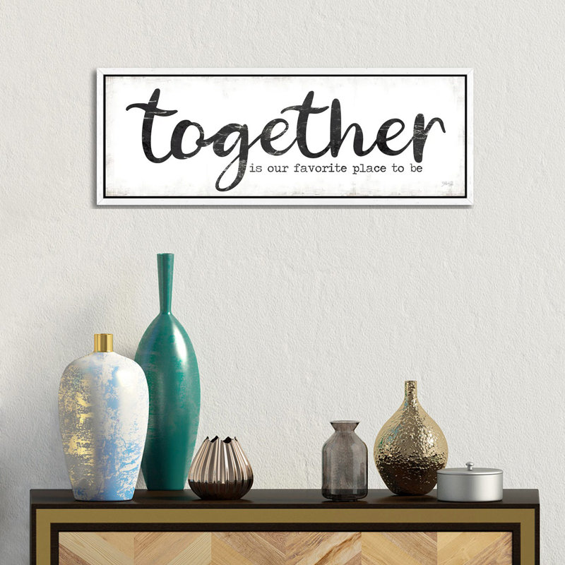 Together is Our Favorite Place to Be 1 Piece Panoramic Wall Art on Canvas, 30.48 cm H x 91.44 cm W, White Floater Frame