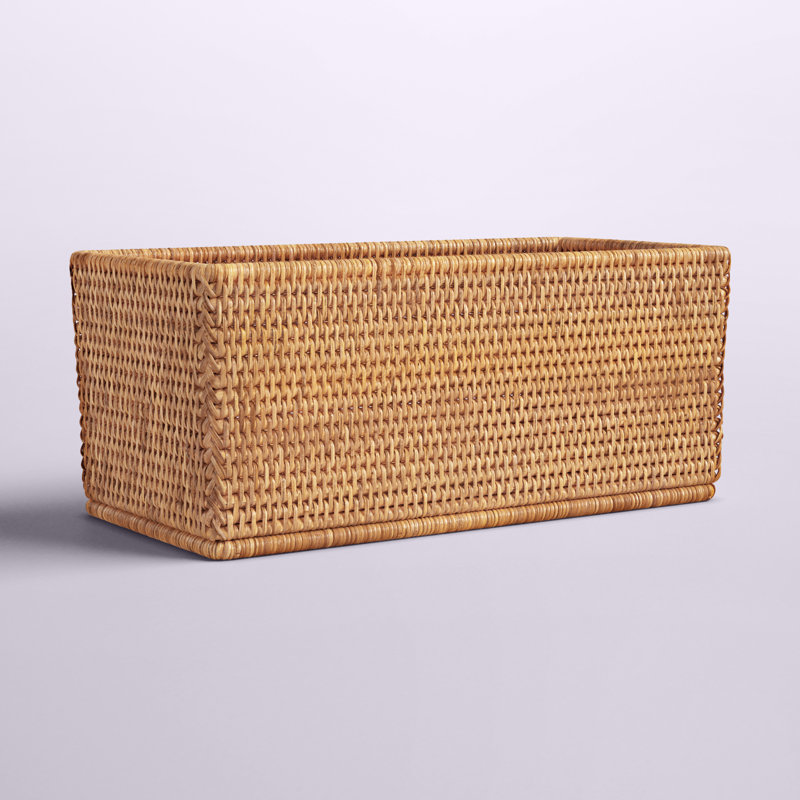 Panier rectangulaire en rotin Glasgow, Brun miel