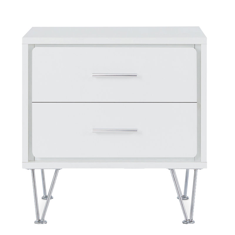 Élégante table d'appoint blanche avec pieds en épingle, Plateau blanc / base blanche