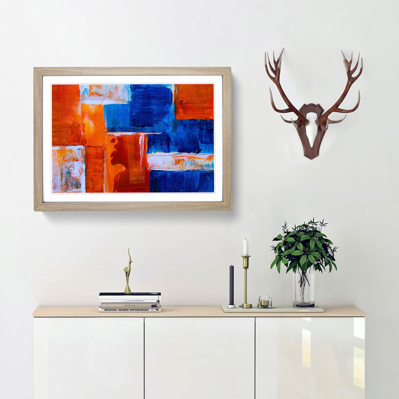 Abstract Art Painting Vol.368 by S.Johnson - Picture Frame Painting Print, 27cm H x 36cm W x 2cm D, Oak Framed