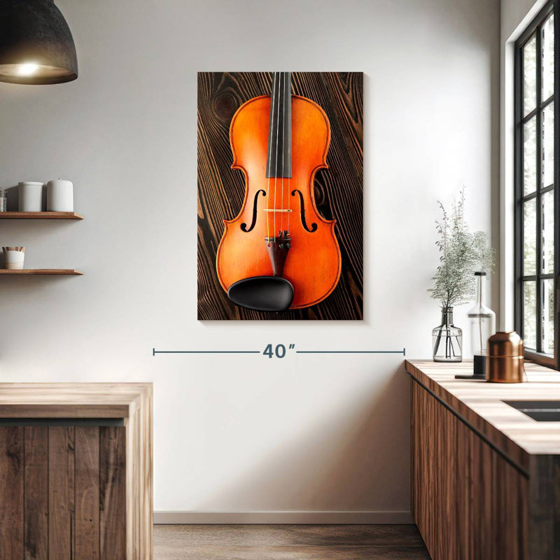 Abarca Violin On Wooden Table, 39" H x 26" W