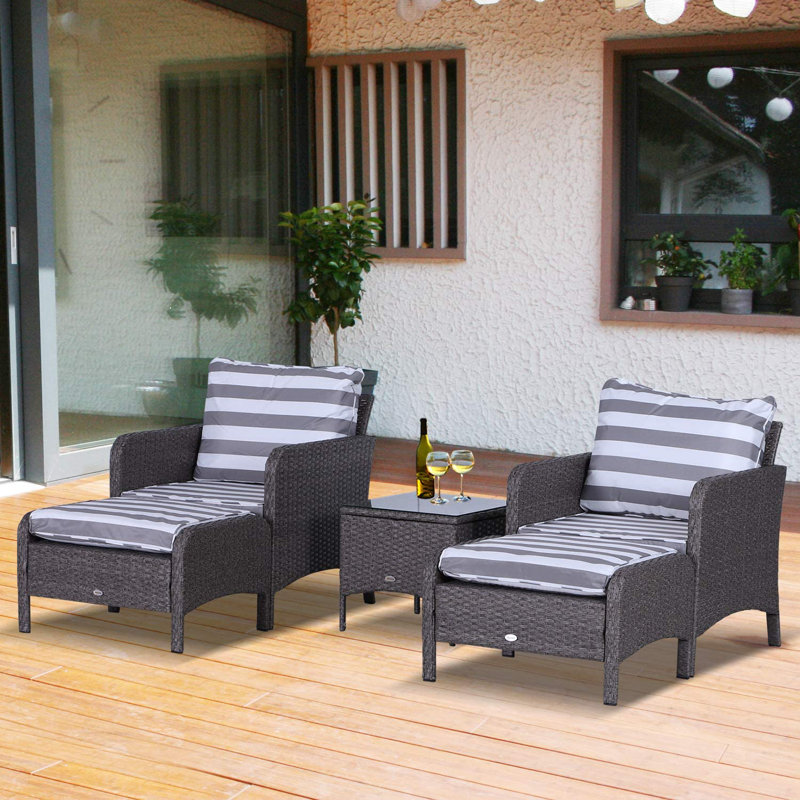 Garman 2 Seater Rattan Conversation Set, Dark Grey