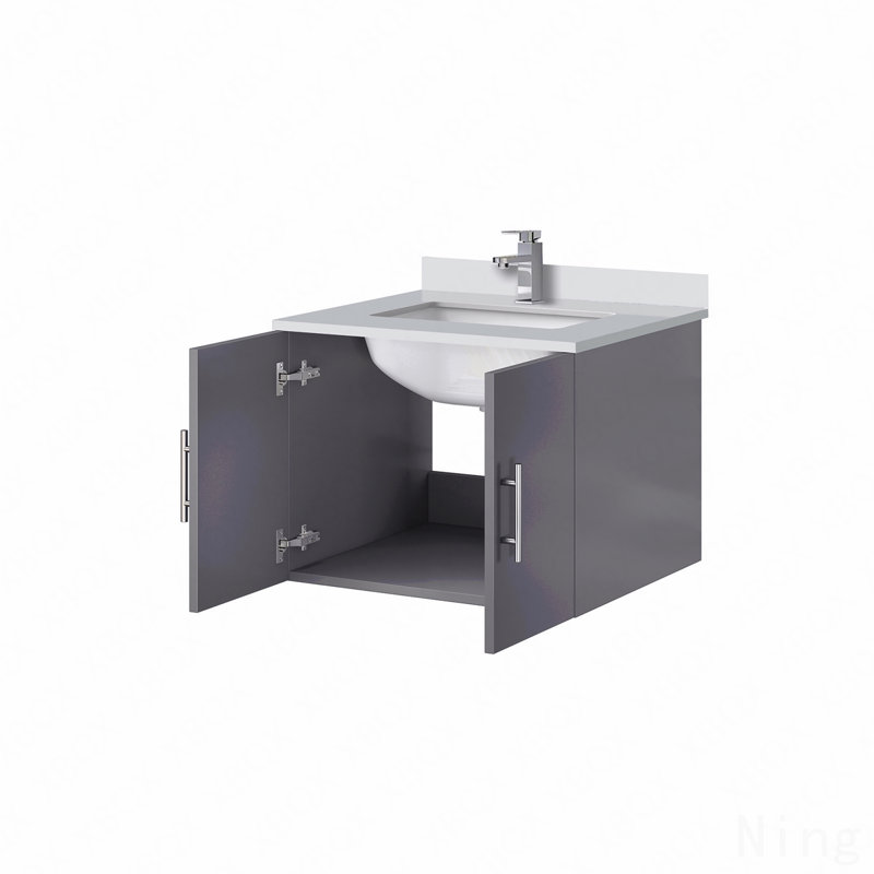 Ensemble de meuble-lavabo simple 24 po x P 22 po avec comptoir en quartz blanc et robinet