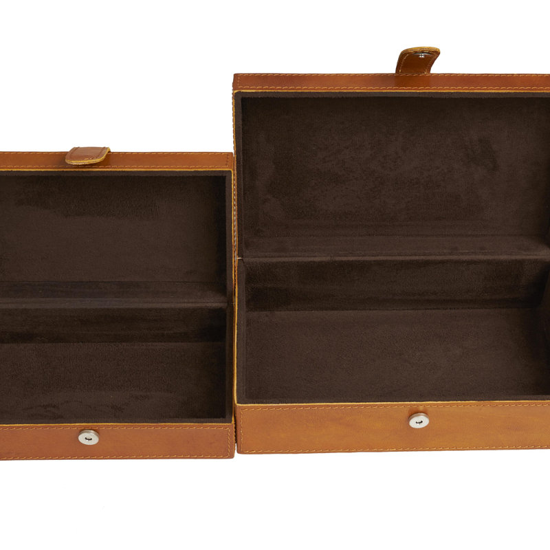 Boîte décorative en cuir Brownsburg, Brun cognac, H 3,6 po x l 6,25 po x L 10,3 po