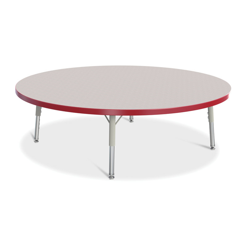 Adjustable Height Round Activity Table with Red Edge