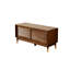 Banc de rangement scandinave à portes persiennes en bois massif avec pieds en laiton-1340391704