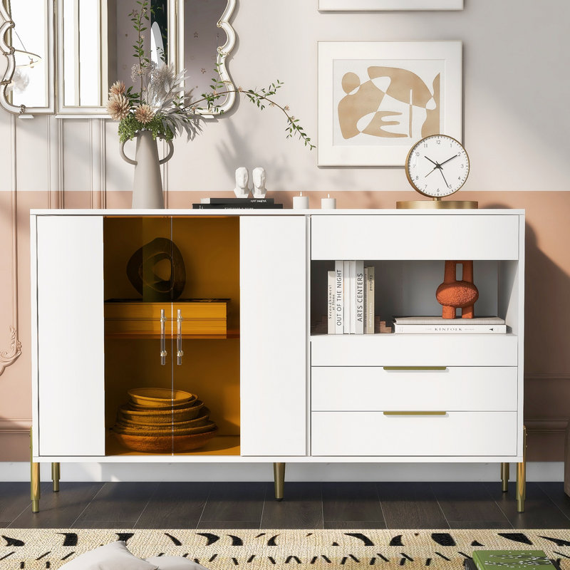 Commode 3 tiroirs, armoire de rangement de salon Madeline