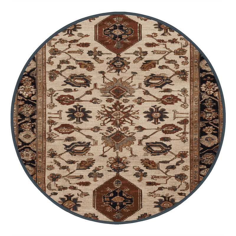 Machine Washable Turkish Brown Area Rug, Round 4'