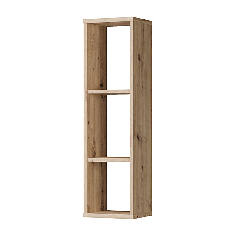 Tekita Modern wall panel with shelving, hanging shelf with 3 compartments, living room, engineered wood, beige, 23.2 cm W x 84 cm H x 20.4 cm D