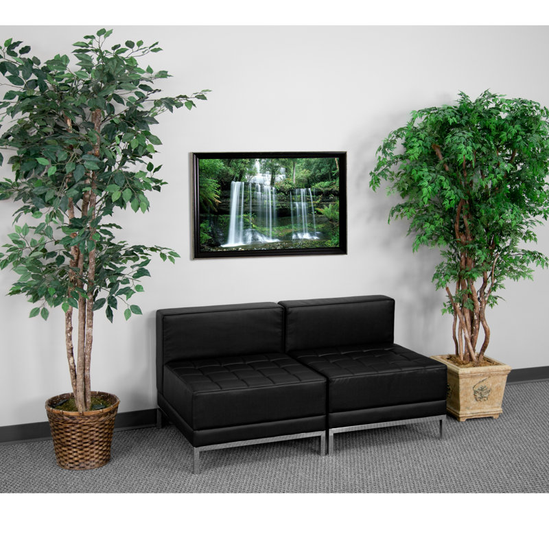 Hercules Imagination Series 2 Piece LeatherSoft Modular Lounge Set with Taut Back and Seat, Black/Chrome
