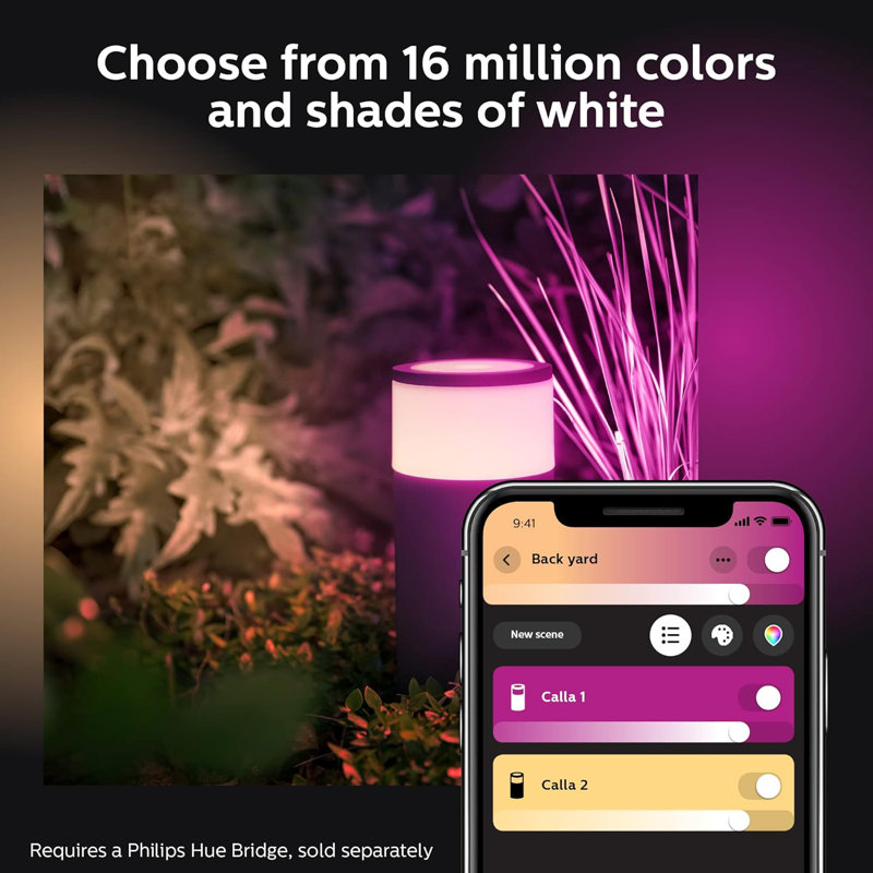 Philips Hue Calla Smart Landscape Lighting: Outdoor Colour-Changing LED Pathway Lights With App & Voice Control, Weather-Resistant Design, Requires Hue Bridge & Power Supply
