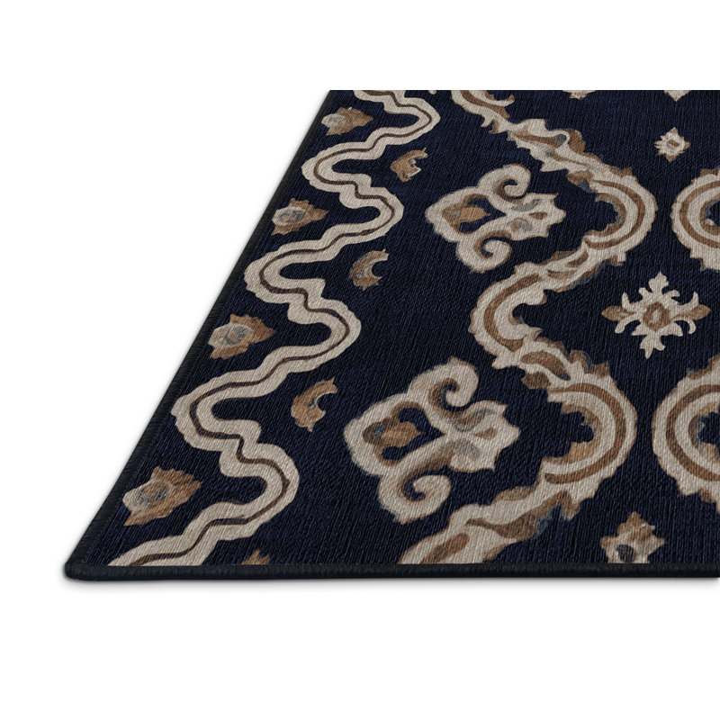 Machine Washable Gray Area Rug, Round 3'